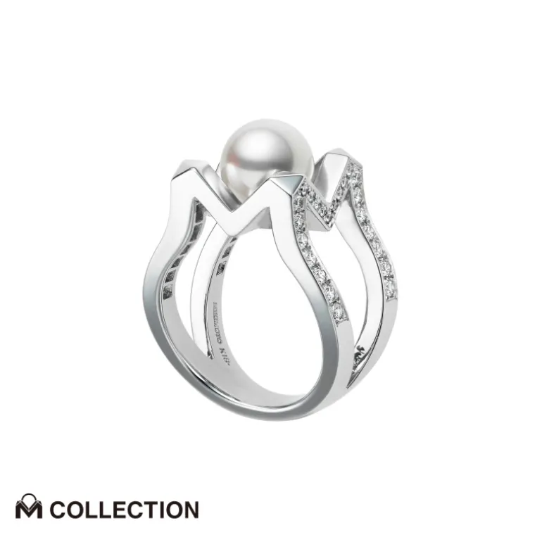 M Collection Akoya Cultured Pearl Ring in 18K White Gold