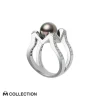 M Collection Black South Sea Cultured Pearl Ring in 18K White Gold