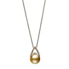 M Collection Golden South Sea Cultured Pearl Pendant with Diamonds in 18K Yellow Gold