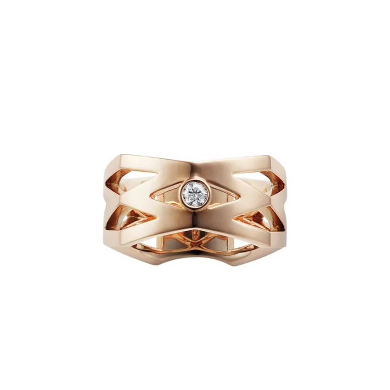 M Signature Diamond Ring in 18K Pink Gold