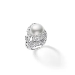 Mikimoto Feather Collection White South Sea Cultured Pearl and Diamond Ring