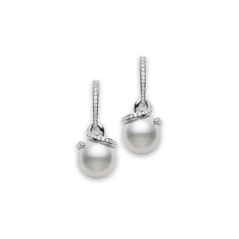 Mikimoto Twist White South Sea Cultured Pearl Earrings
