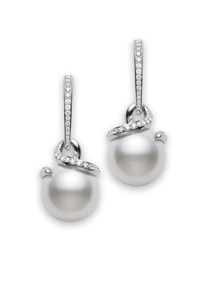 Mikimoto Twist White South Sea Cultured Pearl Earrings