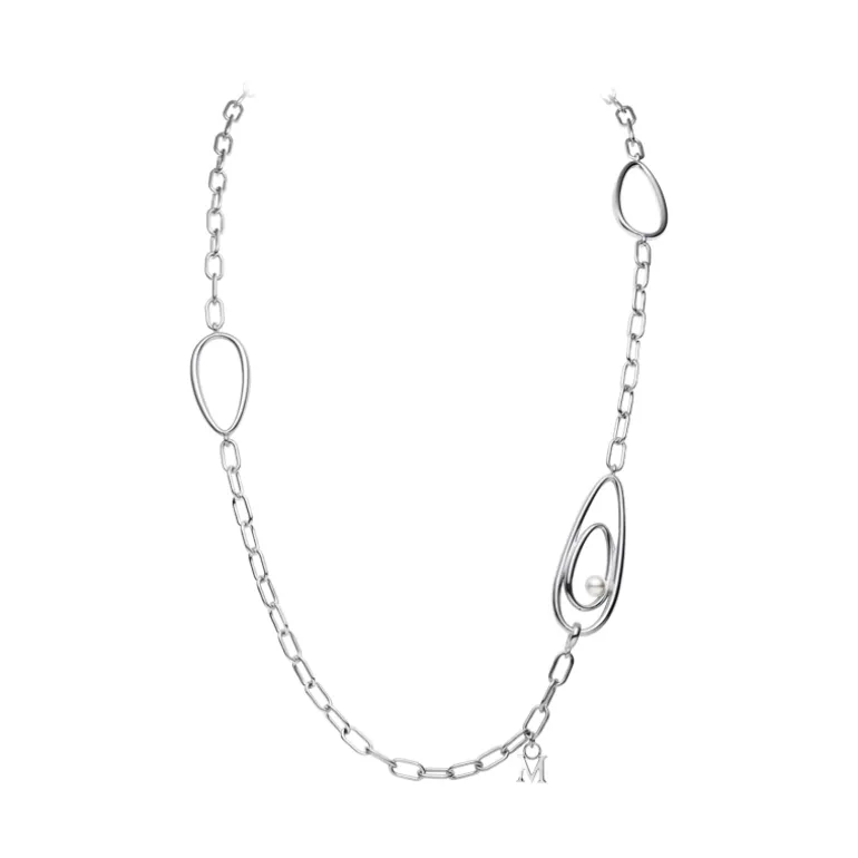 Moon Dew Akoya Cultured Pearl Necklace in Silver