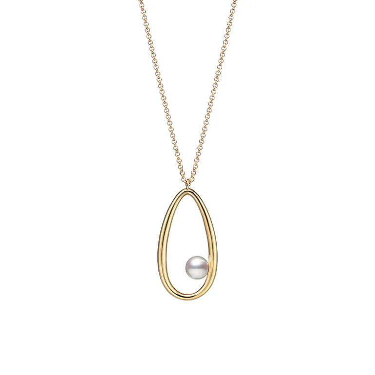 Moon Dew Akoya Cultured Pearl Pendant in 18K Yellow Gold