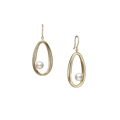 Moon Dew Akoya Cultured Pearl Earrings in 18K Yellow Gold