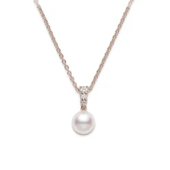 Morning Dew Akoya Cultured Pearl Pendant – 18K Rose Gold