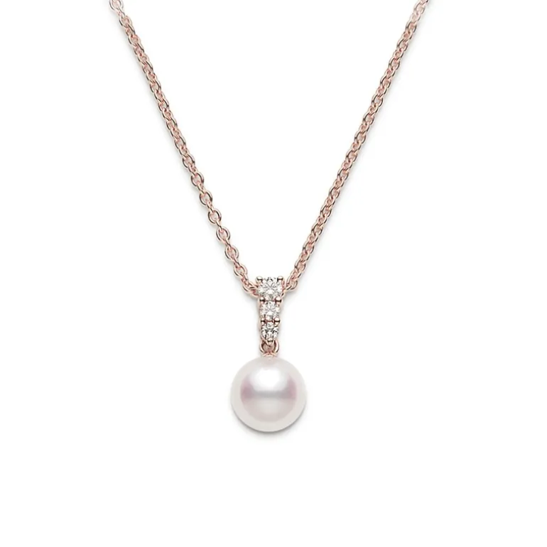 Morning Dew Akoya Cultured Pearl Pendant – 18K Rose Gold
