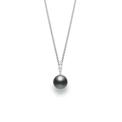Morning Dew Black South Sea Cultured Pearl and Diamond Pendant
