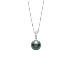 Morning Dew Black South Sea Cultured Pearl Pendant – 18K White Gold