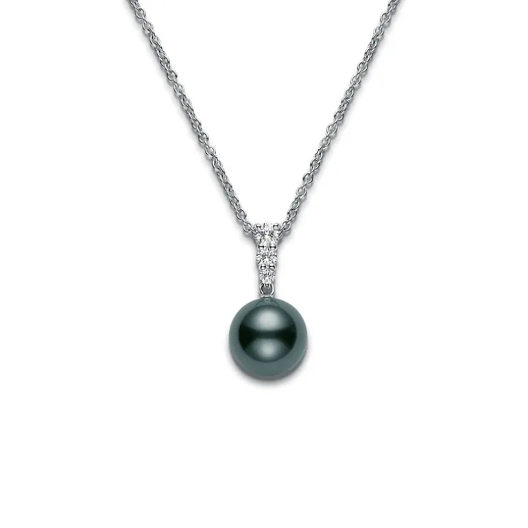 Morning Dew Black South Sea Cultured Pearl Pendant - White Gold