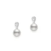 Morning Dew Diamond and Akoya Cultured Pearl Earrings in 18K White Gold