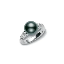 Morning Dew Ring - Akoya and Diamonds