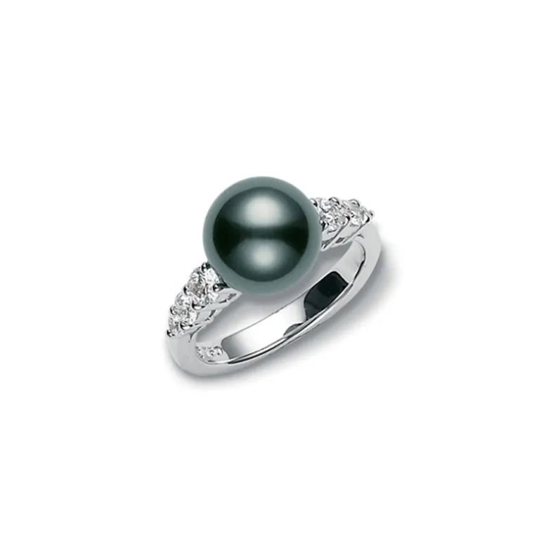 Morning Dew Ring - Akoya and Diamonds