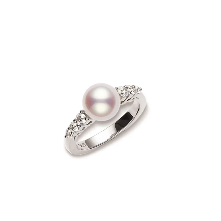 Morning Dew Ring - Akoya and Diamonds