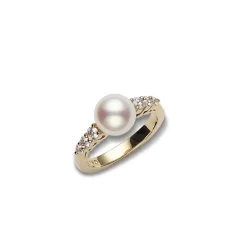 Morning Dew Ring - Akoya and Diamonds