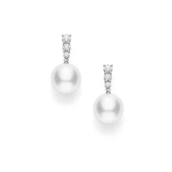 Morning Dew White South Sea Cultured Pearl Earrings - White Gold