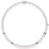 Ocean Akoya Cultured Pearl and Sapphire Necklace in 18K White Gold