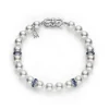 Ocean Akoya Cultured Pearl and Sapphire Rondelle Bracelet in 18K White Gold
