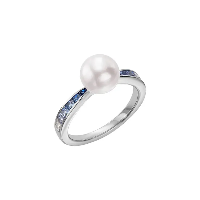 Ocean Collection Akoya and Sapphire Ring