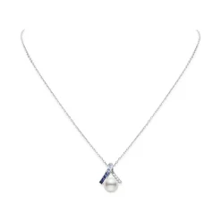 Ocean Collection Akoya Cultured Pearl and Sapphire Pendant