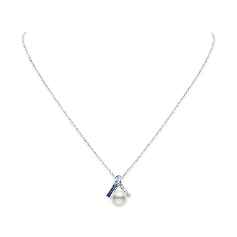 Ocean Collection Akoya Cultured Pearl and Sapphire Pendant