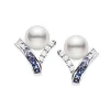Ocean Collection Akoya Cultured Pearl and Sapphire Earrings