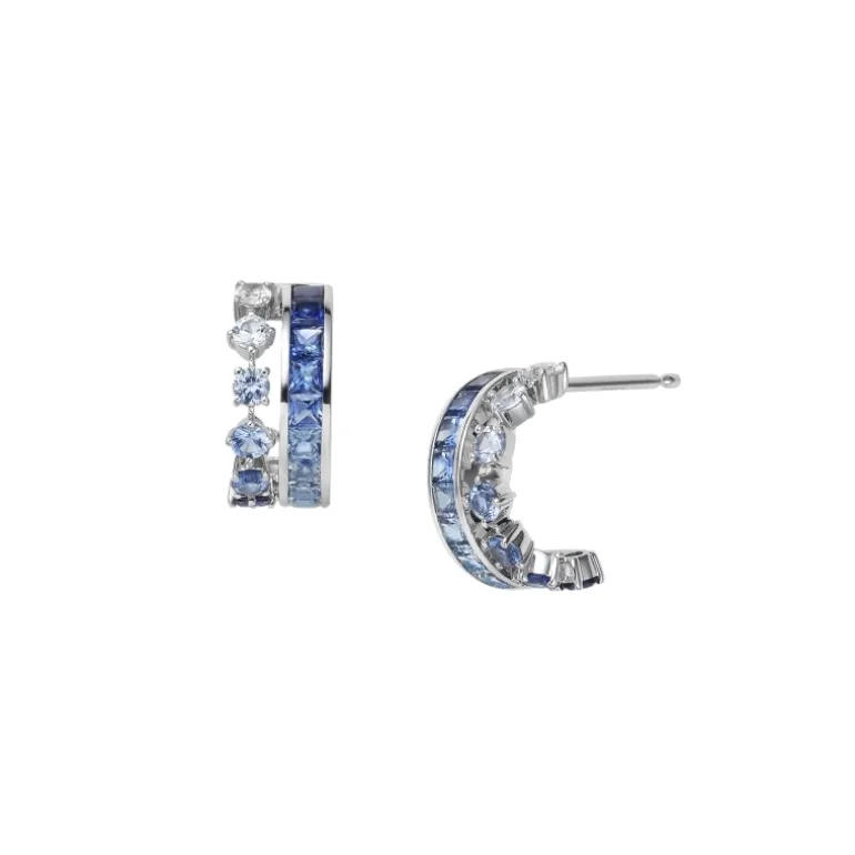 Ocean Collection Sapphire Earrings in 18K White Gold