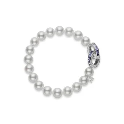 Ocean Collection Sapphire and Diamond Circle Bracelet in 18K White Gold