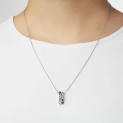 Ocean Collection Sapphire Pendant in 18K White Gold