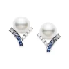 Ocean Collection White South Sea Cultured Pearl and Sapphire Earrings