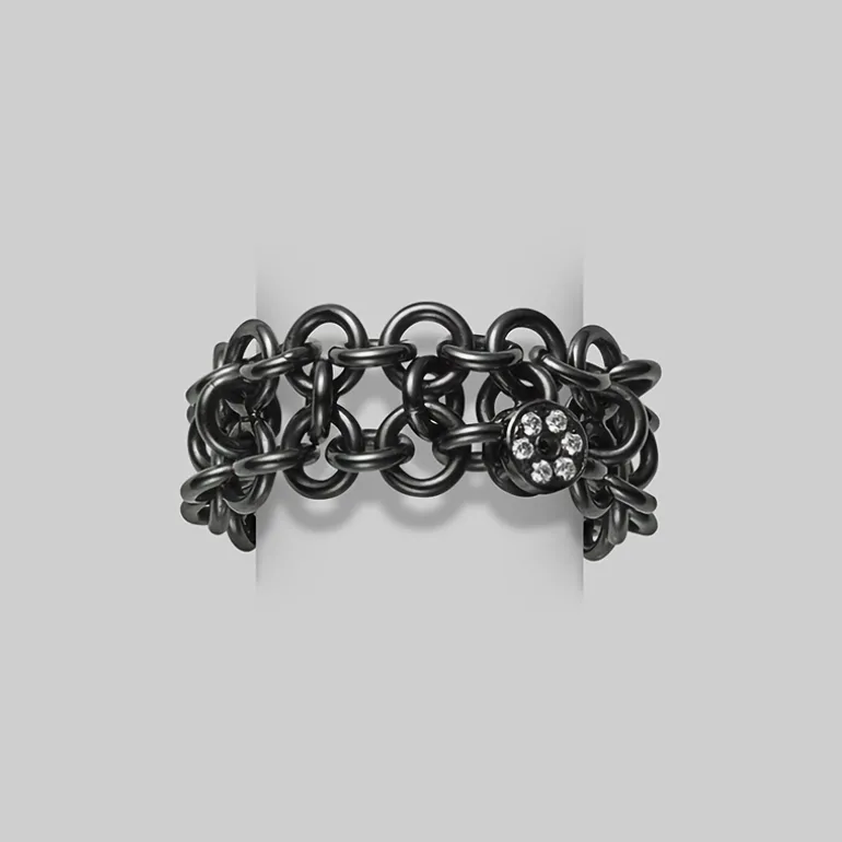 Passionoir Diamond and Black Rhodium Plated Chain Ring MRQ10092XDXWR | MIKIMOTO