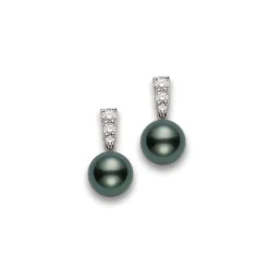 Pearl and Diamond Earrings, Morning Dew Earrings - Mikimoto