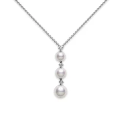 Pearl Pendant Necklace, Three Pearl Drop Pendant - Mikimoto