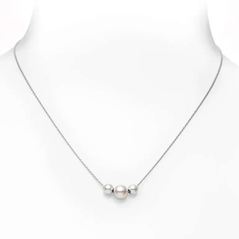Pearls in Motion Akoya Cultured Pearl Necklace in 18K White Gold