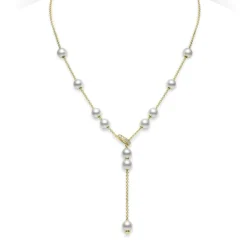 Pearls in Motion Akoya Cultured Pearl Necklace in Yellow Gold