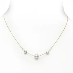 Pearls in Motion Akoya Cultured Pearl Necklace in 18K Yellow Gold