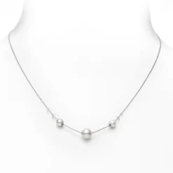 Pearls in Motion Akoya Cultured Pearl Necklace in 18K White Gold