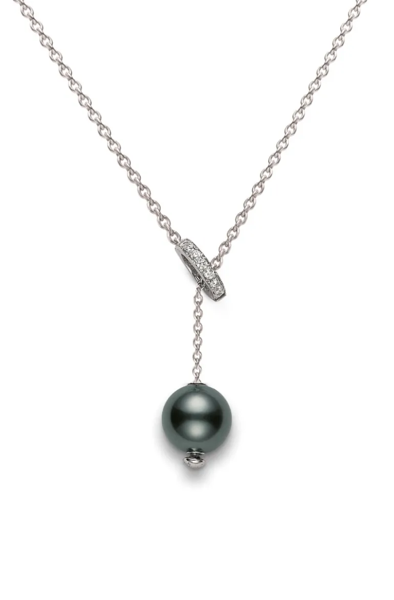 Pearls in Motion Black South Sea Cultured Pearl Pendant with Diamonds in 18K White Gold