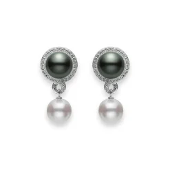 Petit Soleil Akoya and Black South Sea Cultured Pearl Earrings