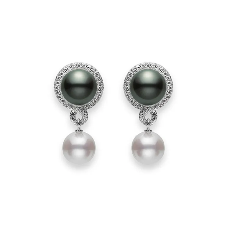 Petit Soleil Akoya and Black South Sea Cultured Pearl Earrings