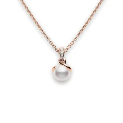 Rose Gold Pearl Pendant, Twist Pendant - Mikimoto