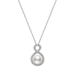 Ruyi Collection Akoya Cultured Pearl and Diamond Pendant in 18K White Gold
