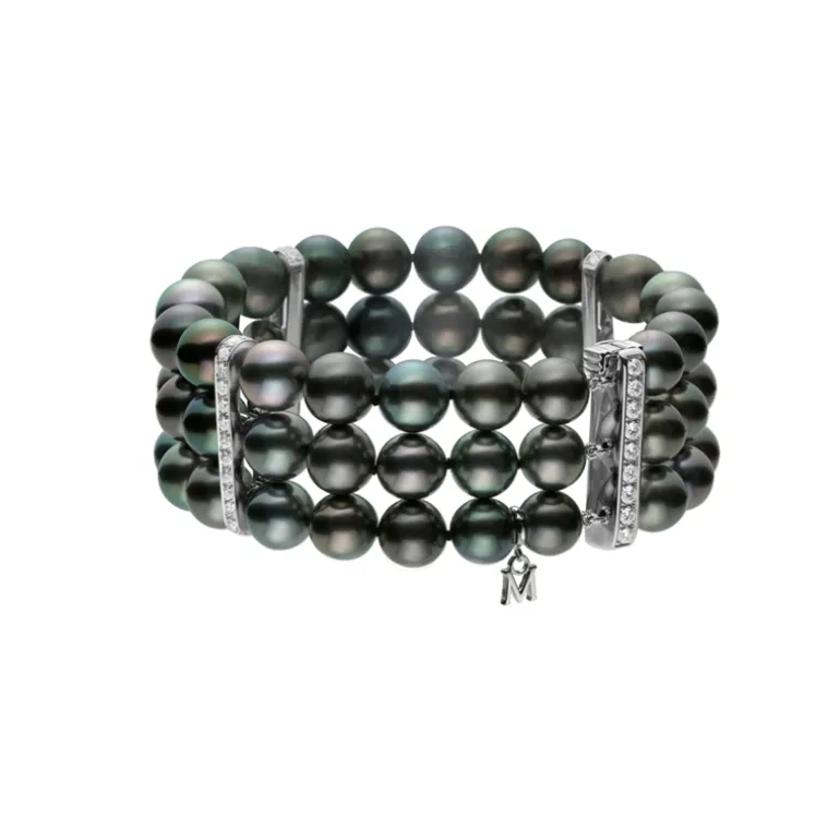 Three-Row Black South Sea Cultured Pearl Bracelet