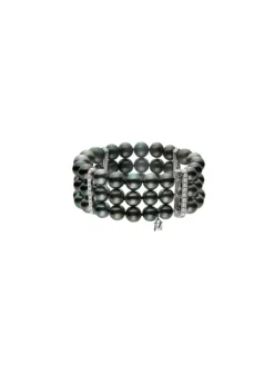 Three-Row Black South Sea Cultured Pearl Bracelet
