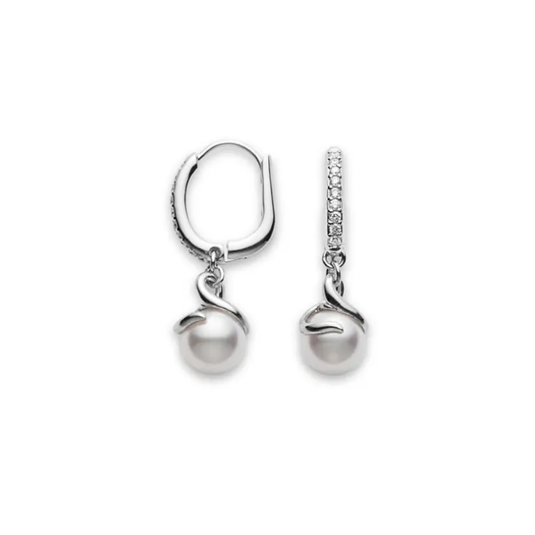 Twist Earrings With Akoya Cultured Pearls - White Gold - Mikimoto