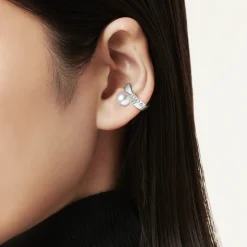 Universe Elements Akoya Cultured Pearl and Diamond Ear Cuff in 18K White Gold
