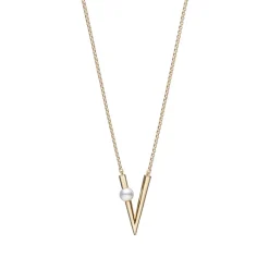 V Code Akoya Cultured Pearl Pendant in 18K Yellow Gold