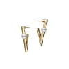 V Code Akoya Cultured Pearl Earrings in 18K Yellow Gold