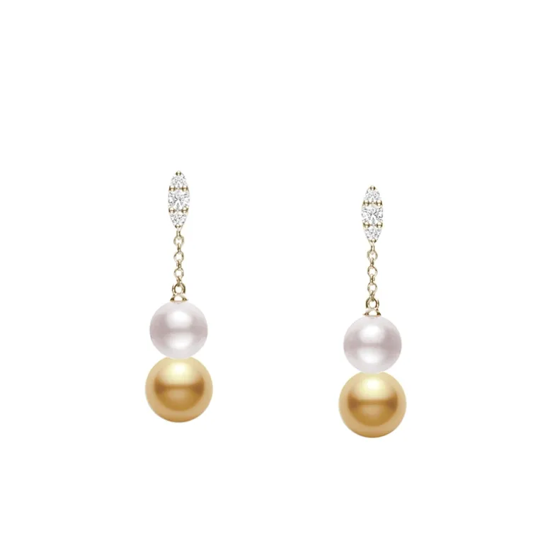 White Gold Pearl Earrings, Morning Dew Earrings - Mikimoto